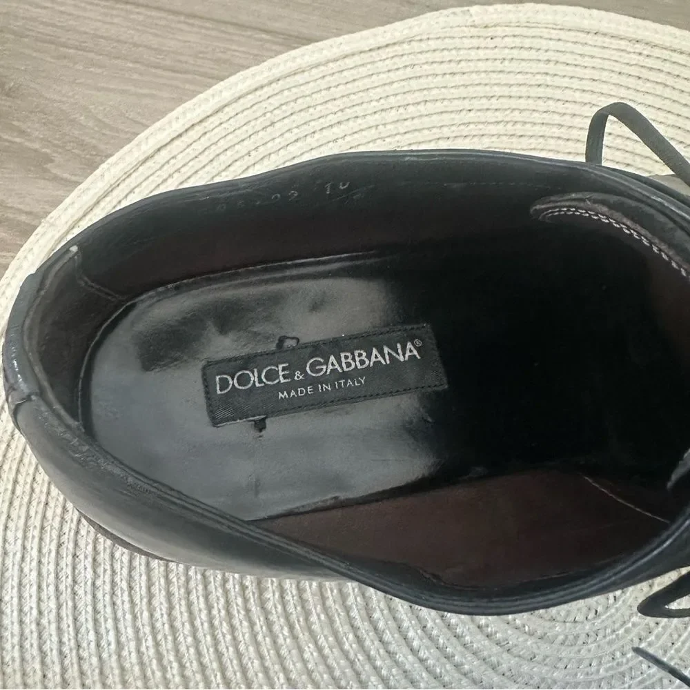 DOLCE & GABBANA Mens Lace Up Black Leather Loafer Dress Shoes Size 10 Old‎ Money